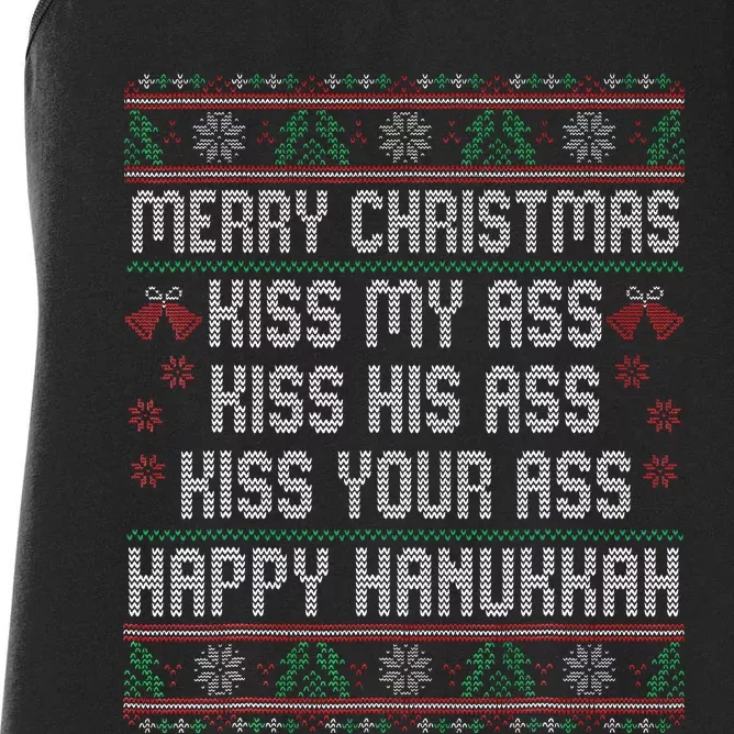 Merry Christmas Kis.s My Ass His Ass Your Ass Women's Racerback Tank