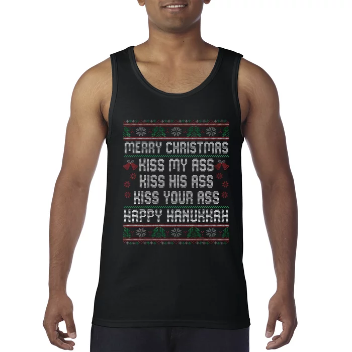 Merry Christmas Kis.s My Ass His Ass Your Ass Tank Top