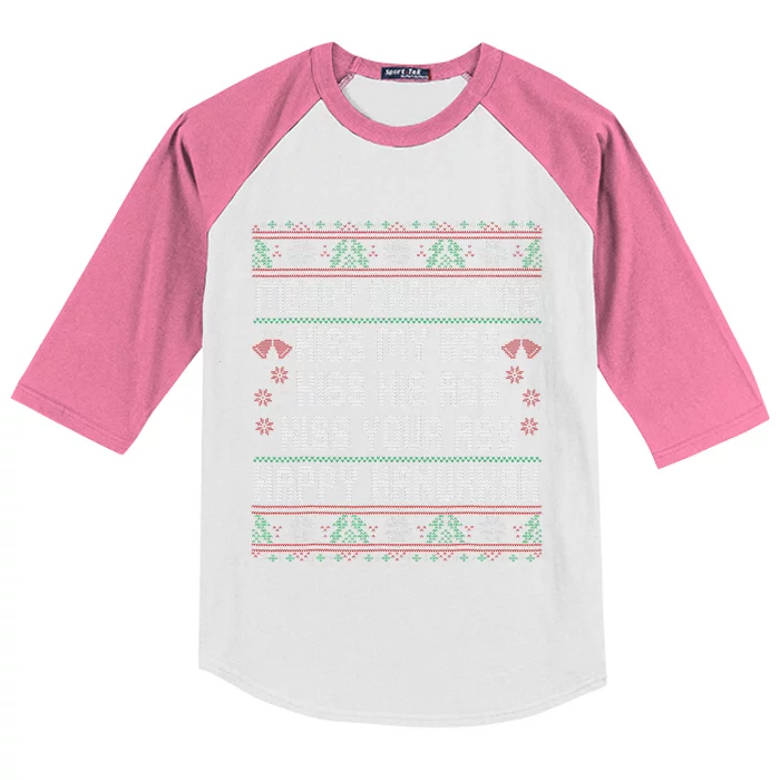 Merry Christmas Kis.s My Ass His Ass Your Ass Kids Colorblock Raglan Jersey