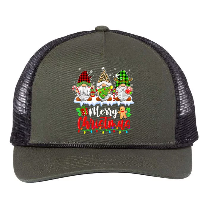 Merry Christmas Light Family Cute Gnome Xmas Matching Gift Retro Rope Trucker Hat Cap