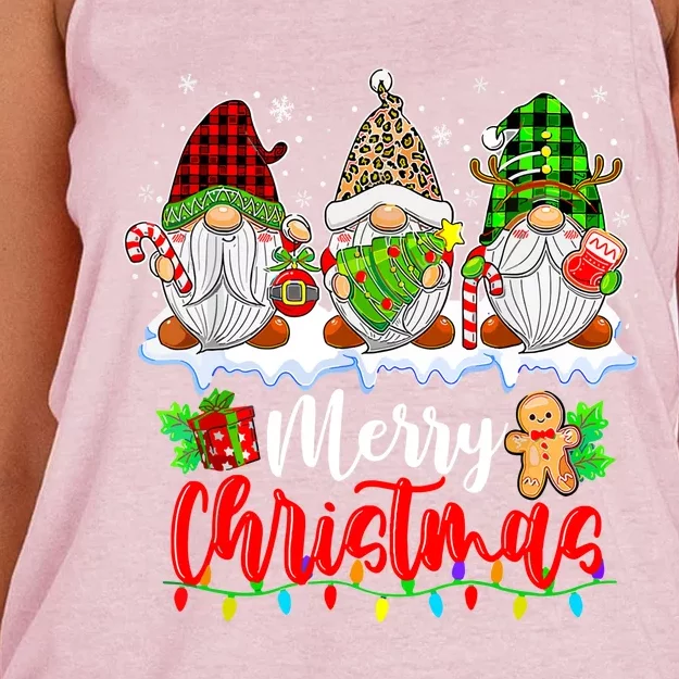 Merry Christmas Light Family Cute Gnome Xmas Matching Gift Women's Knotted Racerback Tank