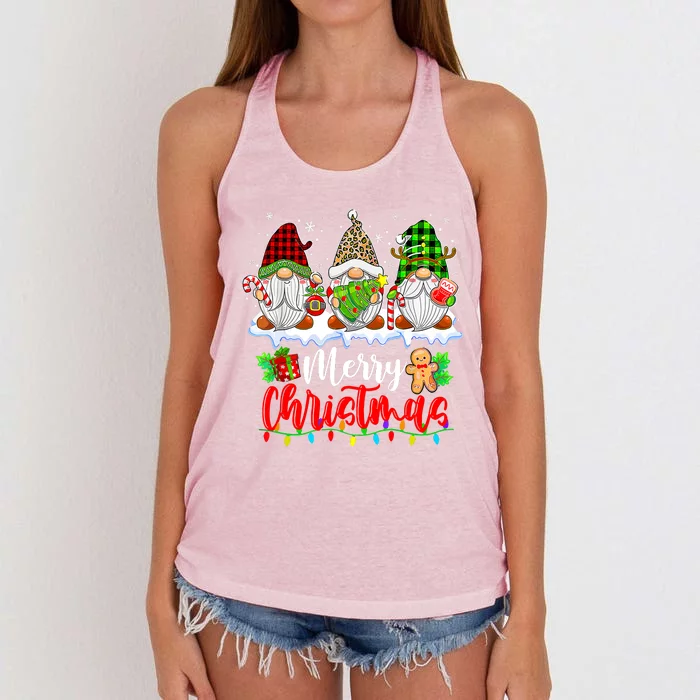 Merry Christmas Light Family Cute Gnome Xmas Matching Gift Women's Knotted Racerback Tank