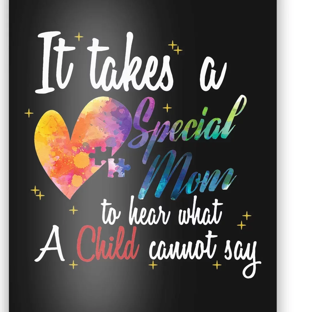 Mom Child Love Puzzle Inspirational Autism Awareness Gift Poster