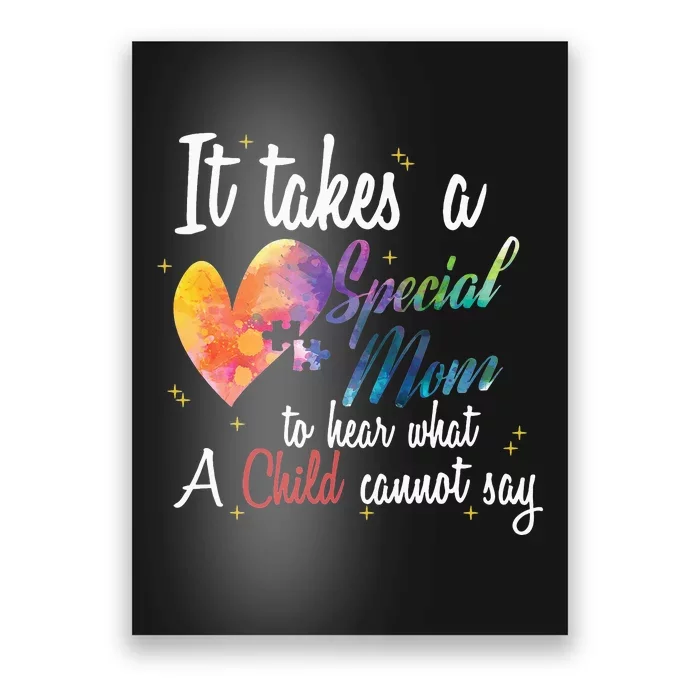 Mom Child Love Puzzle Inspirational Autism Awareness Gift Poster