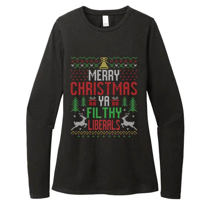 Merry Christmas Liberals Filthy Ya Funny Xmas AntiBiden Womens CVC Long Sleeve Shirt