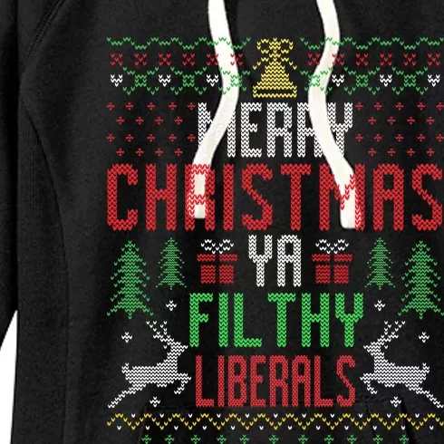 Merry Christmas Liberals Filthy Ya Funny Xmas AntiBiden Women's Fleece Hoodie