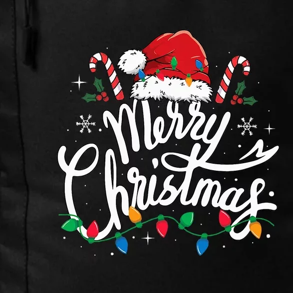 Merry Christmas Lights Red Santa Hat Xmas Family Daily Commute Backpack