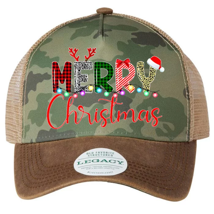 Merry Christmas Leopard Buffalo Red Plaid Santa Xmas Legacy Tie Dye Trucker Hat