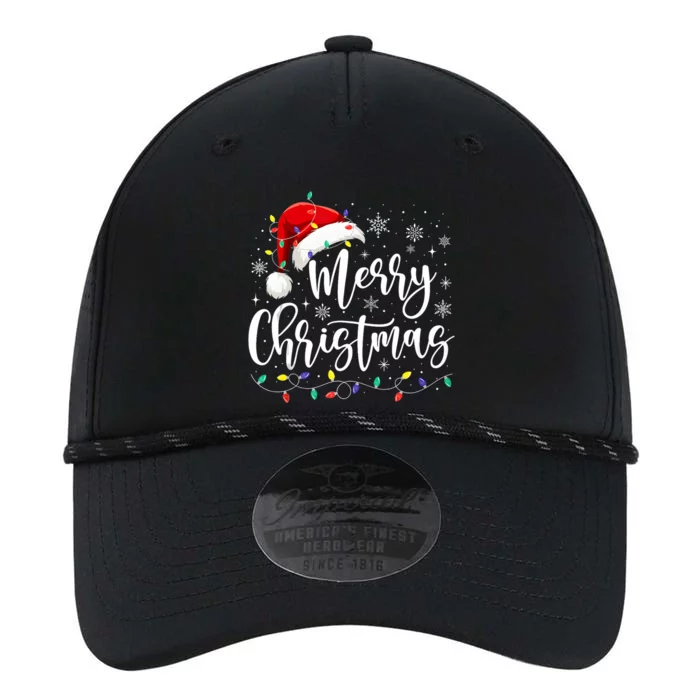 Merry Christmas Lights Red Santa Hat Xmas Family Women Tank Top Performance The Dyno Cap