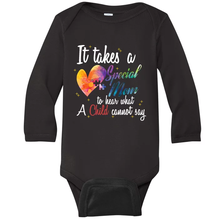 Mom Child Love Puzzle Inspirational Autism Awareness Gift Baby Long Sleeve Bodysuit