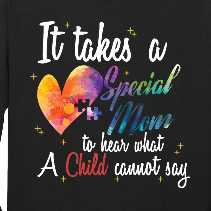 Mom Child Love Puzzle Inspirational Autism Awareness Gift Tall Long Sleeve T-Shirt