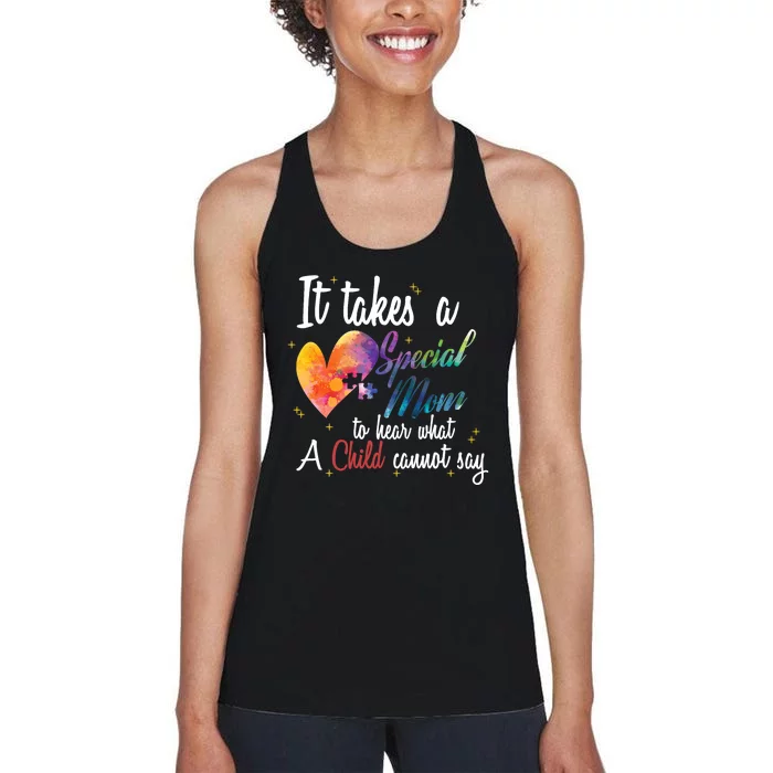 Mom Child Love Puzzle Inspirational Autism Awareness Gift Women's Racerback Tank