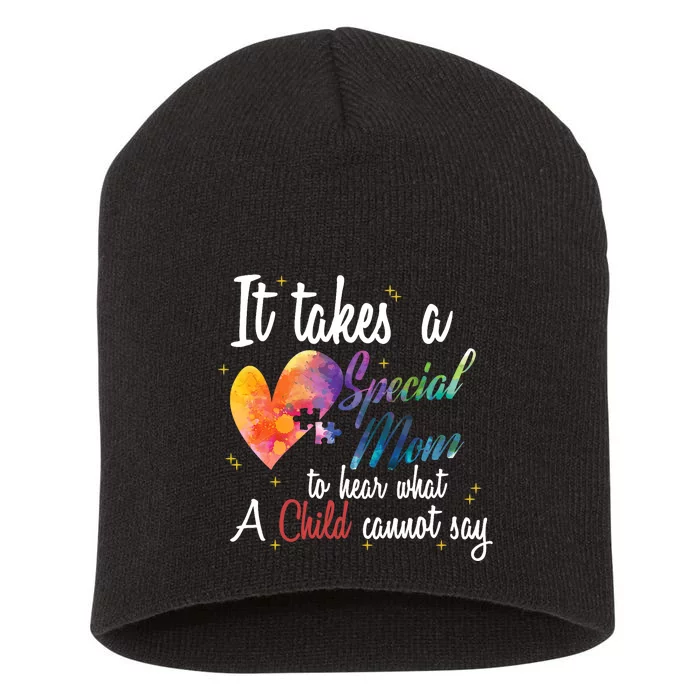 Mom Child Love Puzzle Inspirational Autism Awareness Gift Short Acrylic Beanie