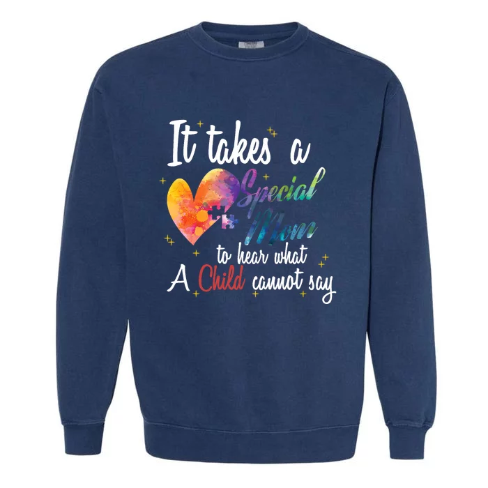 Mom Child Love Puzzle Inspirational Autism Awareness Gift Garment-Dyed Sweatshirt