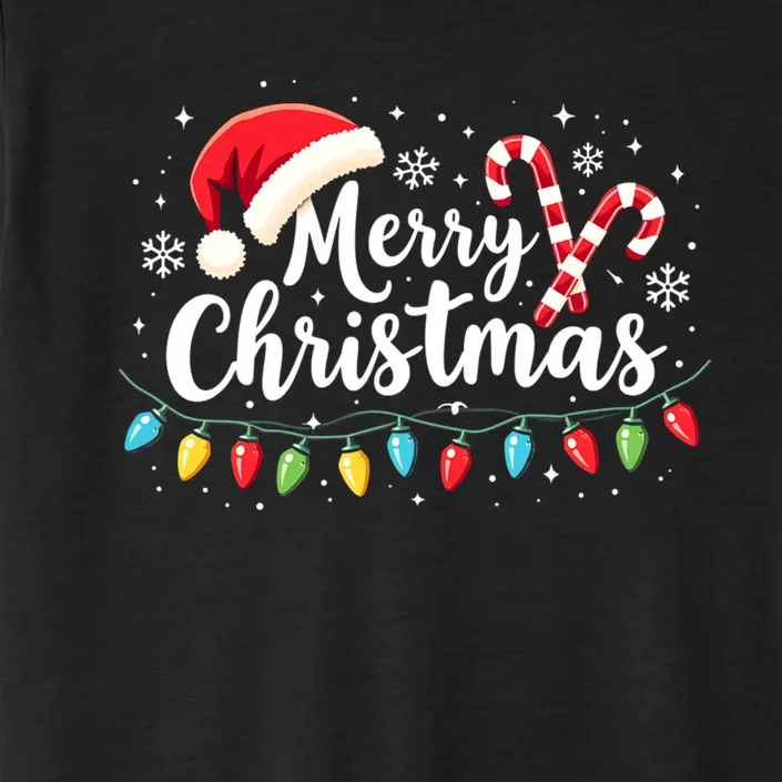 Merry Christmas Lights Red Santa Hat Xmas Family ChromaSoft Performance T-Shirt