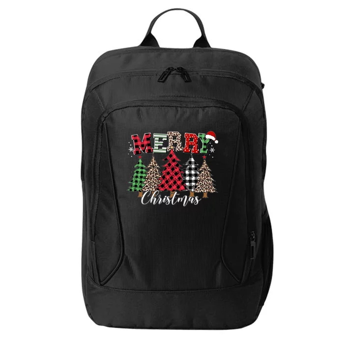 Merry Christmas Leopard Buffalo Red Plaid City Backpack