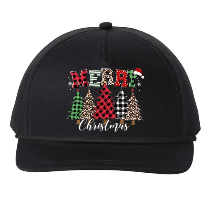 Merry Christmas Leopard Buffalo Red Plaid Snapback Five-Panel Rope Hat