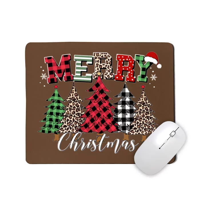 Merry Christmas Leopard Buffalo Red Plaid Mousepad