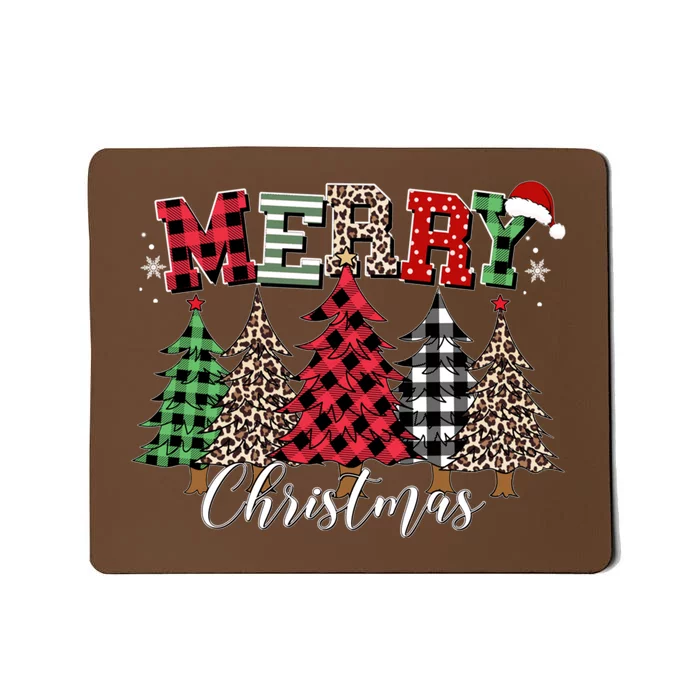 Merry Christmas Leopard Buffalo Red Plaid Mousepad