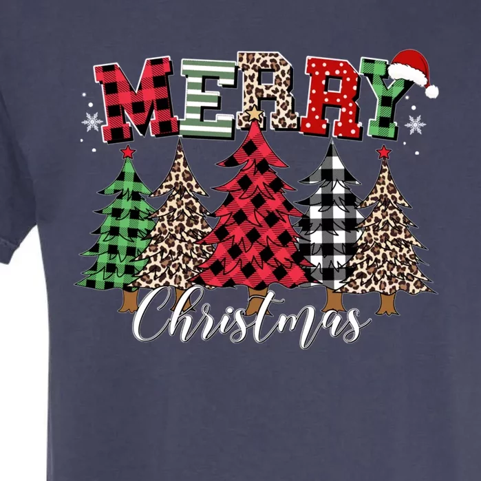 Merry Christmas Leopard Buffalo Red Plaid Garment-Dyed Heavyweight T-Shirt