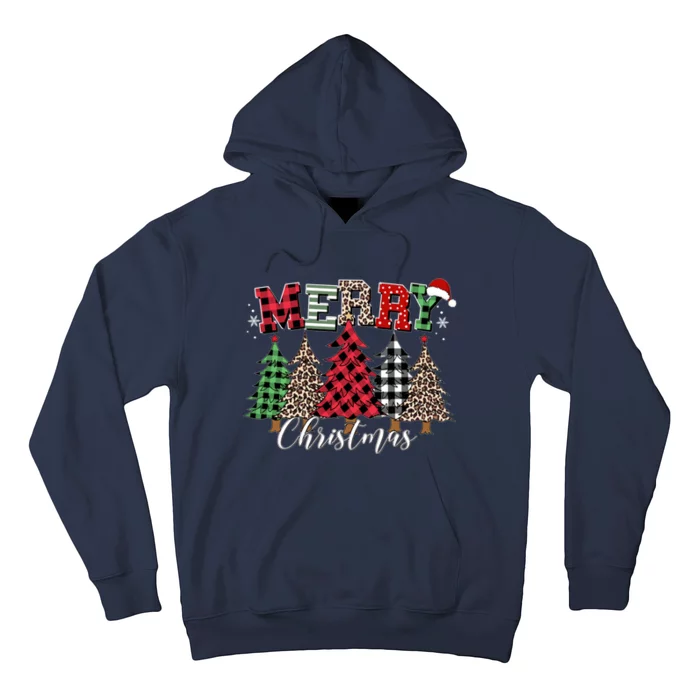 Merry Christmas Leopard Buffalo Red Plaid Hoodie