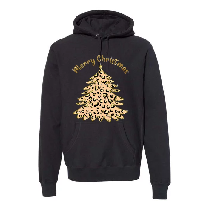 Merry Christmas Leopard Tree Holiday Premium Hoodie