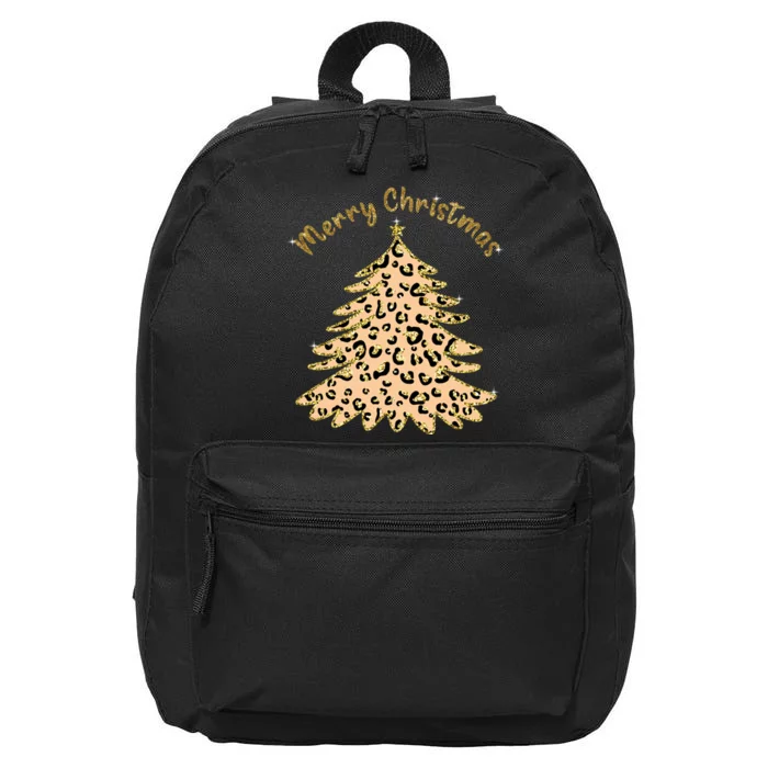 Merry Christmas Leopard Tree Holiday 16 in Basic Backpack