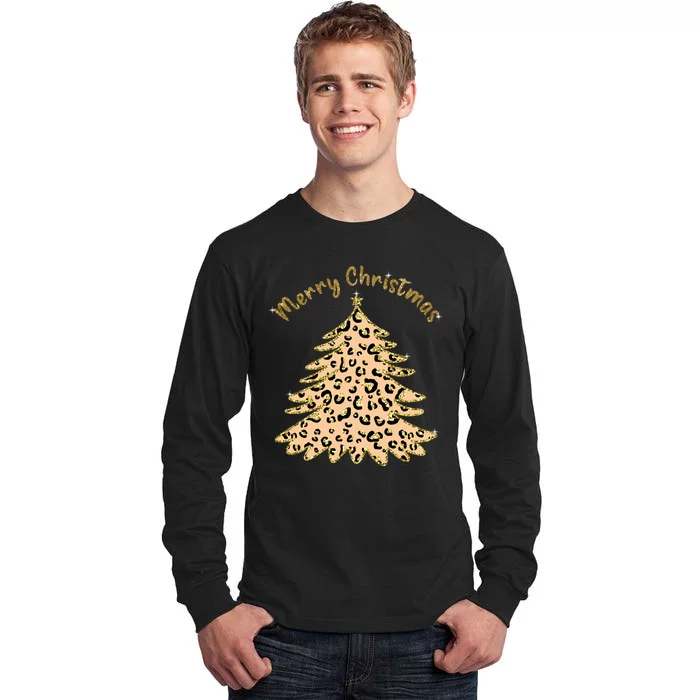 Merry Christmas Leopard Tree Holiday Tall Long Sleeve T-Shirt