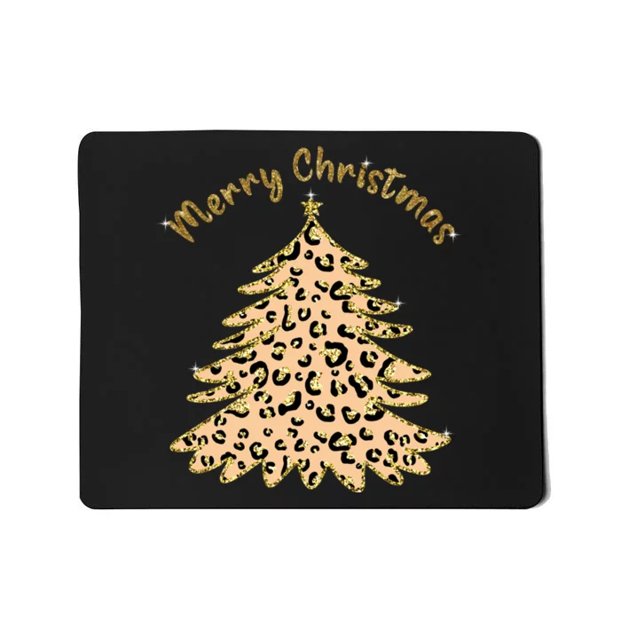 Merry Christmas Leopard Tree Holiday Mousepad