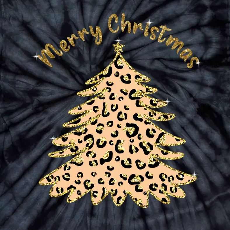 Merry Christmas Leopard Tree Holiday Tie-Dye T-Shirt