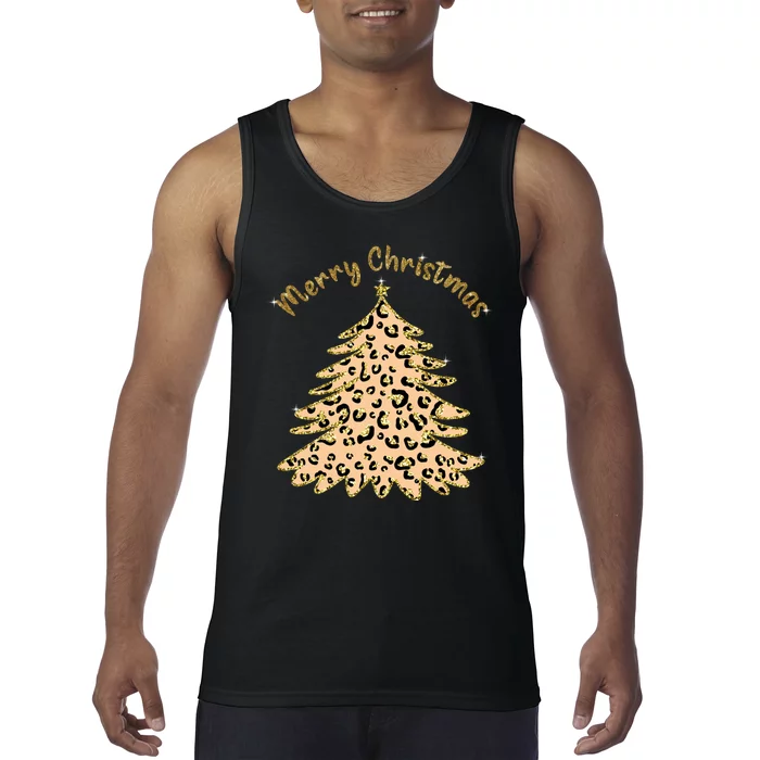 Merry Christmas Leopard Tree Holiday Tank Top