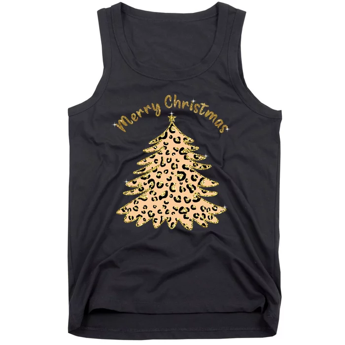 Merry Christmas Leopard Tree Holiday Tank Top