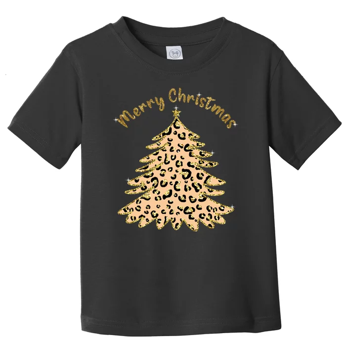 Merry Christmas Leopard Tree Holiday Toddler T-Shirt