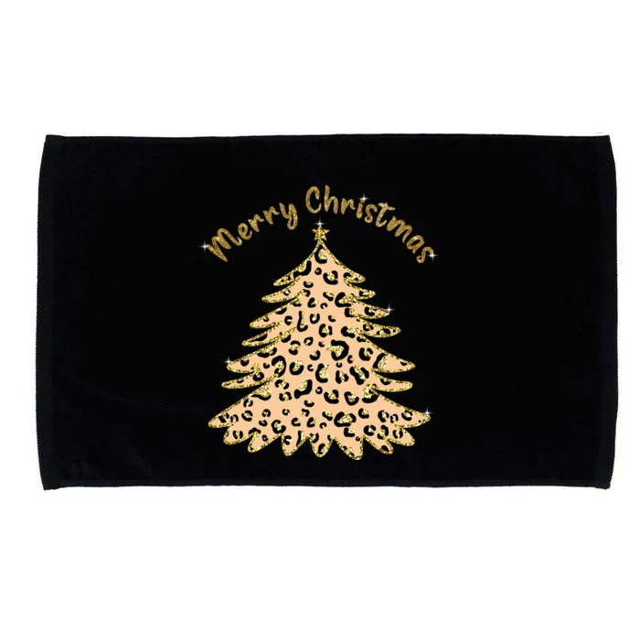 Merry Christmas Leopard Tree Holiday Microfiber Hand Towel