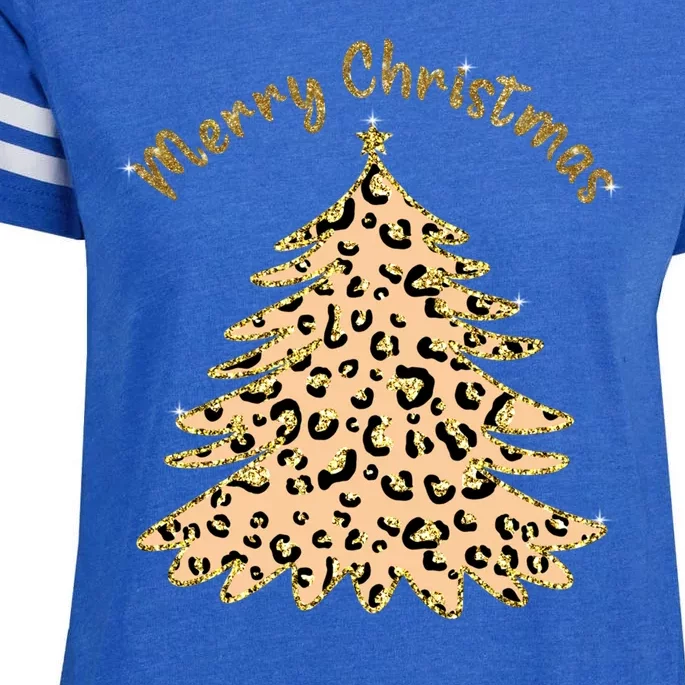 Merry Christmas Leopard Tree Holiday Enza Ladies Jersey Football T-Shirt