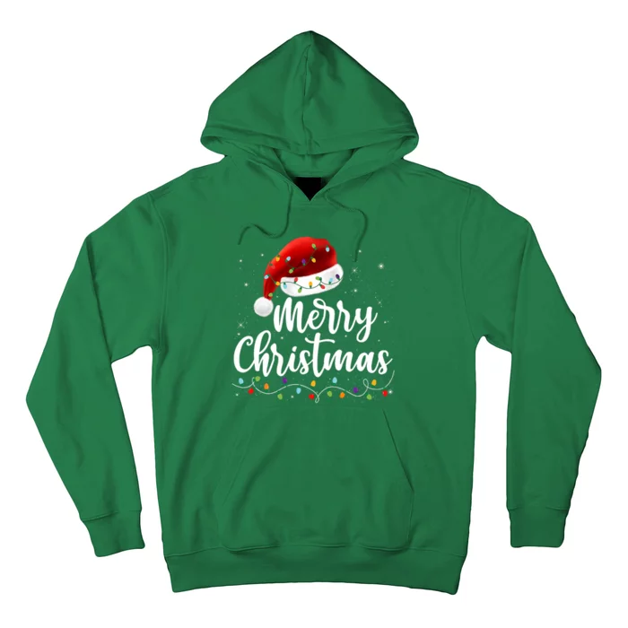 Merry Christmas Lights Red Santa Hat Xmas Family Hoodie