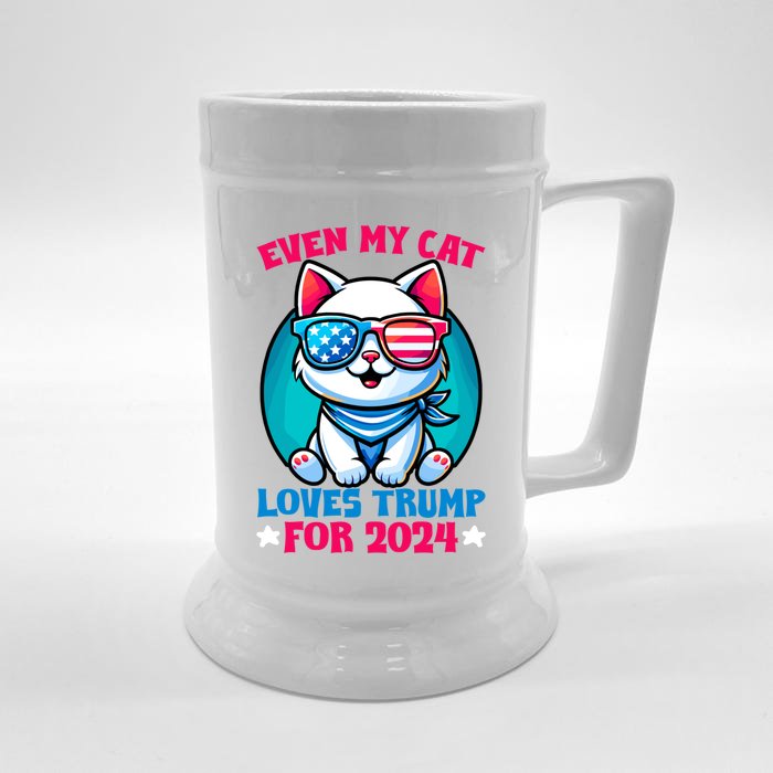 My Cat Loves Trump Cat Lover Kitten Owner President Trump Cool Gift Front & Back Beer Stein