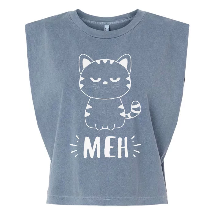 Meowy Cat Lovers Women Meh Cat Funny Cat Garment-Dyed Women's Muscle Tee