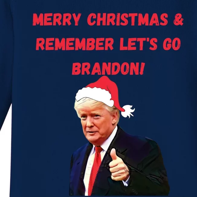 Merry Christmas Let's Go Brandon Trump Baby Long Sleeve Bodysuit