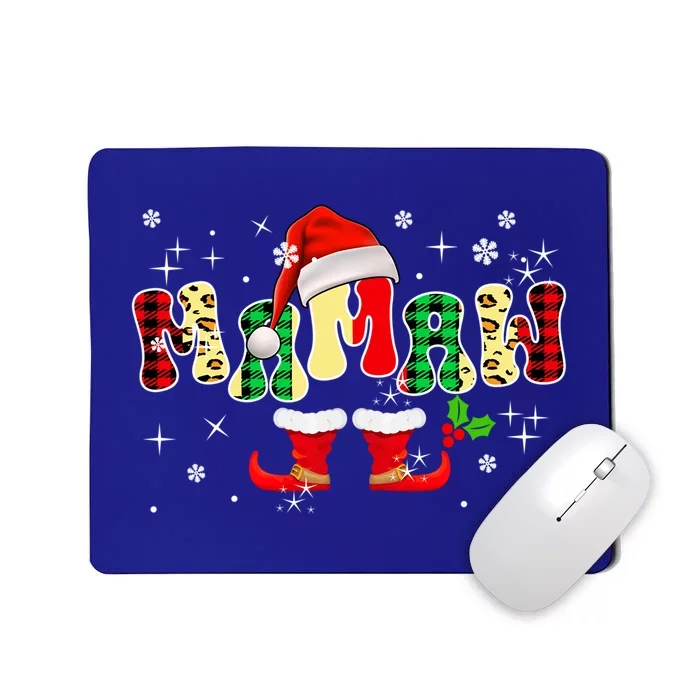 Mamaw Christmas Leopard Plaid Santa Costume Funny Family Gift Mousepad