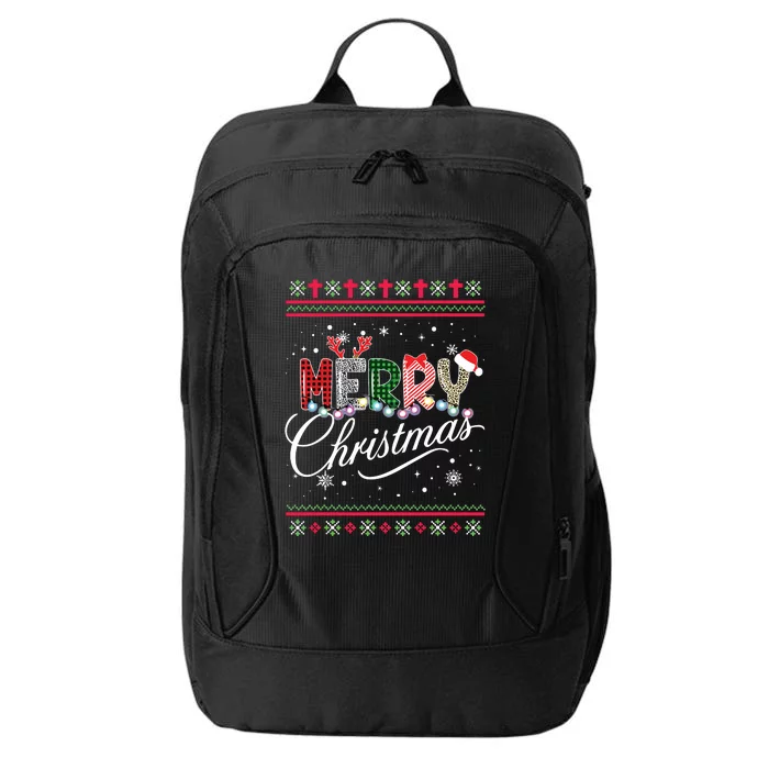 Merry Christmas Leopard Buffalo Red Plaid City Backpack