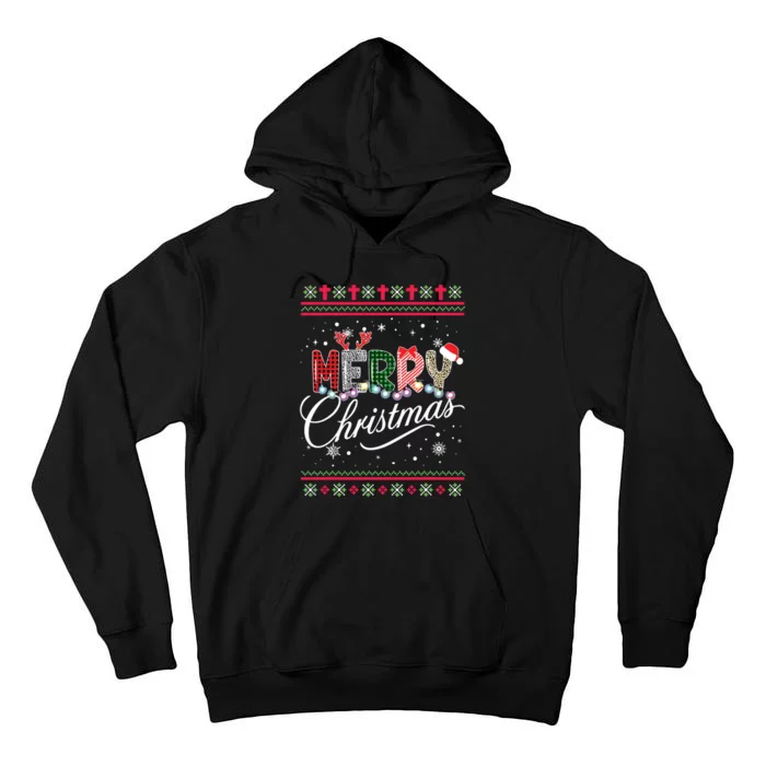 Merry Christmas Leopard Buffalo Red Plaid Tall Hoodie