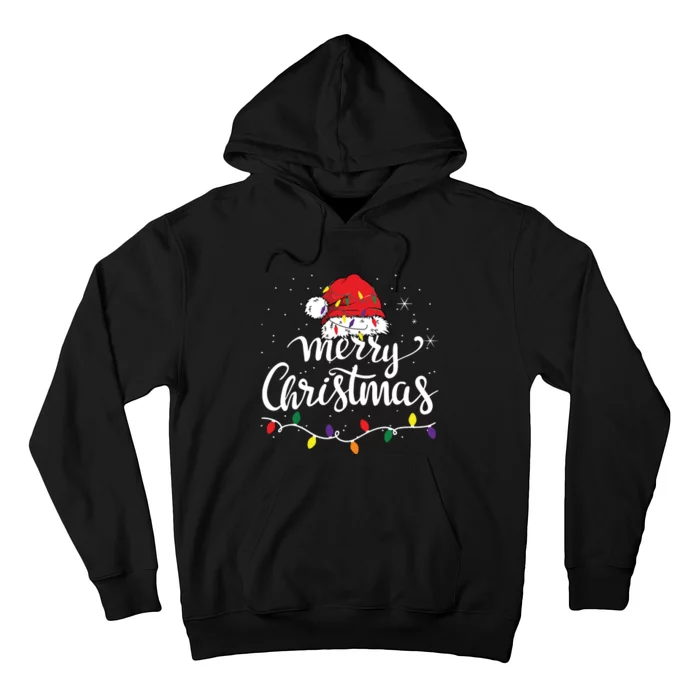 Merry Christmas Lights Red Santa Hat Xmas Family Hoodie