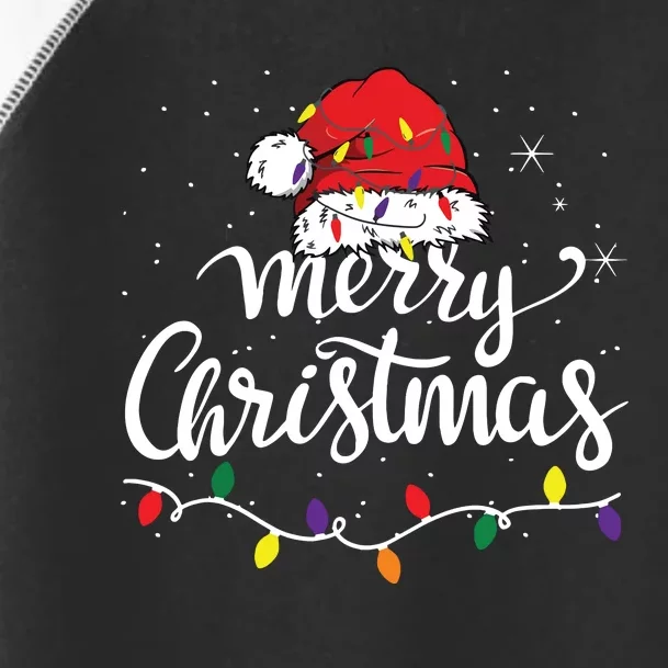 Merry Christmas Lights Red Santa Hat Xmas Family Toddler Fine Jersey T-Shirt