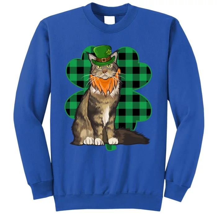 Maine Coon Leprechaun St Patricks Day Lucky Clover Gift Tall Sweatshirt