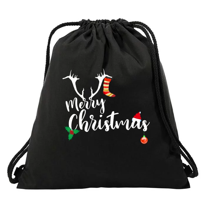 Merry Christmas Long Sleeve Drawstring Bag