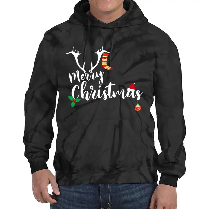 Merry Christmas Long Sleeve Tie Dye Hoodie