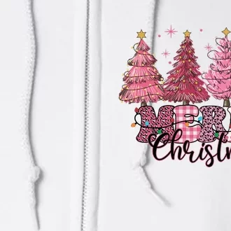 Merry Christmas Lights Pink Tree Gift Xmas Holidays Full Zip Hoodie