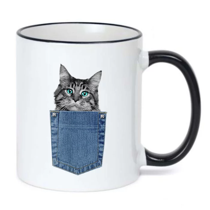 Maine Coon Lover Pocket Kitten Cute Maine Coon Cat Pocket Black Color Changing Mug