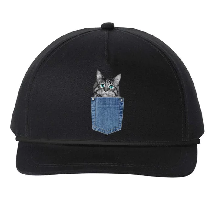 Maine Coon Lover Pocket Kitten Cute Maine Coon Cat Pocket Snapback Five-Panel Rope Hat